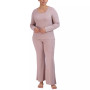 Women's Ribbed Long-Sleeve Sleep T-Shirt & Ribbed Flare-Leg Sleep Pants Sleep Separates