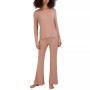 Women's Ribbed Long-Sleeve Sleep T-Shirt & Ribbed Flare-Leg Sleep Pants Sleep Separates
