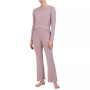 Women's Ribbed Long-Sleeve Sleep T-Shirt & Ribbed Flare-Leg Sleep Pants Sleep Separates