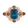 Deep Sea Blue Topaz (2-1/4 ct. t.w.), Nude Diamonds (3/8 ct. t.w.) & Chocolate Diamonds (1/4 ct. t.w.) Cushion Halo Ring in 14k Rose Gold