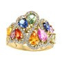 EFFY® Multi-Sapphire (3-5/8 ct. t.w.) & Diamond (5/8 ct. t.w.) Cluster Statement ring in 14k Gold