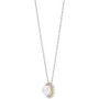Cultured Freshwater Button Pearl (8mm) & White Topaz (1/4 ct. t.w.) Halo Pendant Necklace in Sterling Silver & 14k Gold, 16" + 2" extender