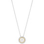 Cultured Freshwater Button Pearl (8mm) & White Topaz (1/4 ct. t.w.) Halo Pendant Necklace in Sterling Silver & 14k Gold, 16" + 2" extender