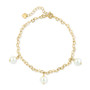 EFFY® Freshwater Pearl (7mm) Dangle Heart Link Chain Bracelet in 14k Gold-Plated Sterling Silver