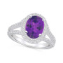 Amethyst (2-1/2 ct. t.w.) and Diamond (3/4 ct. t.w.) Halo Ring in 14K White Gold
