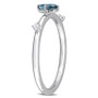 10K White Gold Blue Topaz and White Topaz Oval Stackable Ring