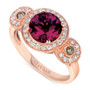 Raspberry Rhodolite (2-1/5 ct. t.w.) & Diamond (1/3 ct. t.w.) Triple Halo Ring in 14k Rose Gold