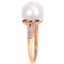 Freshwater Cultured Pearl (11-12mm), Ruby (1/5 ct. t.w.) and Diamond (1/7 ct. t.w.) Split Shank Ring in 10k Rose Gold