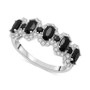 Onyx & White Topaz (3/4 ct. tw.) Oval Halo Ring in Sterling Silver