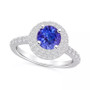Tanzanite (1-3/8 ct. t.w.) & Diamond (5/8 ct. t.w.) Round Halo Statement Ring in 14k Gold