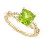Peridot (2-1/5 ct. t.w.) & Diamond (1/6 ct. t.w.) Cushion Braid Shank Ring in 14k Gold