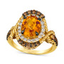 Cinnamon Citrine (2-1/2 ct. t.w.) & Diamond (3/4 ct. t.w.) Rope Wrapped Halo Ring in 14k Gold