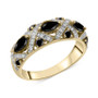 Onyx & Lab-Created White Sapphire (1/20 ct. tw.) Cluster Statement Ring in 14k Gold-Plated Sterling Silver