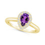 Amethyst (7/8 ct. t.w.) and Diamond (1/5 ct. t.w.) Halo Ring in 14K Yellow Gold