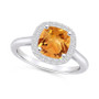 Citrine (2 ct. t.w.) and Diamond (1/4 ct. t.w.) Halo Ring in 14K White Gold