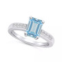 Aquamarine (1-3/8 ct .t.w.) and Diamond (1/8 ct .t.w.) Ring in 14K Yellow Gold