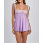 Women's Lillian 2 Piece Soft Cup Lace, Mesh and Micro Babydoll Lingerie Set