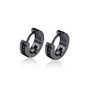 Stainless Steel Link Design Huggie Hoop Earrings - Black Plated