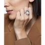 Silver-Tone Large Crystal Statement Ring