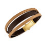 Two-Tone Triple Strap Leather Layered Bracelet in 18k Gold-Plated Sterling Silver, Created for Macy's