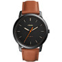 Men's The Minimalist Brown Leather Strap Watch 44mm FS5305