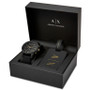 Men's Chronograph  Black Silicone Strap Watch 45mm Gift Set