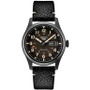 Men's Automatic 5 Sports Black Leather Strap Watch 43mm