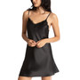 Lace-Trim Solid Satin Chemise Nightgown