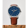 Men's The Minimalist Brown Leather Strap Watch 44mm