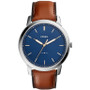 Men's The Minimalist Brown Leather Strap Watch 44mm