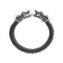EFFY® Men's Black Onyx Dragon 8" Bracelet in Leather and Sterling Silver