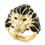 EFFY® Men's Black Spinel & Enamel Lion Ring in 14k Gold-Plated Sterling Silver