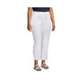 Women's Plus Size High Rise Pull On Tie Waist Linen Crop Pants