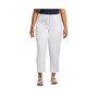 Women's Plus Size High Rise Pull On Tie Waist Linen Crop Pants