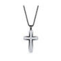 Men's Stainless Steel Black & Silver Single CZ Cross Necklace