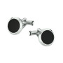 Meisterstück Men's Steel and Black Onyx Cufflinks 112896