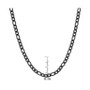 Men's black IP Plated Stainless Steel Figaro Chain Link Necklaces