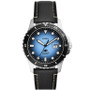 Men's Fossil Blue Three-Hand Date Black Leather Strap Watch, 42mm
