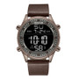 Men's Digital Brown Synthetic Leather Strap Watch, 47mm