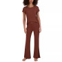 Women's Ribbed Short-Sleeve Baby T-Shirt & Flare-Leg Sleep Pants Sleep Separates