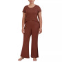 Women's Ribbed Short-Sleeve Baby T-Shirt & Flare-Leg Sleep Pants Sleep Separates