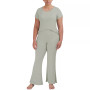 Women's Ribbed Short-Sleeve Baby T-Shirt & Flare-Leg Sleep Pants Sleep Separates