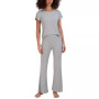 Women's Ribbed Short-Sleeve Baby T-Shirt & Flare-Leg Sleep Pants Sleep Separates