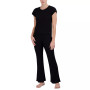 Women's Ribbed Short-Sleeve Baby T-Shirt & Flare-Leg Sleep Pants Sleep Separates
