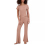 Women's Ribbed Short-Sleeve Baby T-Shirt & Flare-Leg Sleep Pants Sleep Separates