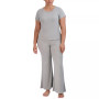 Women's Ribbed Short-Sleeve Baby T-Shirt & Flare-Leg Sleep Pants Sleep Separates