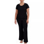 Women's Ribbed Short-Sleeve Baby T-Shirt & Flare-Leg Sleep Pants Sleep Separates