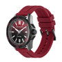 Men's Quartz Three Hand Date Red Silicone Watch 44mm