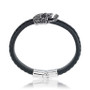 Men's Ornamental Skull Leather Bracelet in Stainless Steel