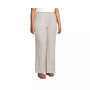 Women's Plus Size High Rise Elastic Back Wide Leg Linen Pleated Pants